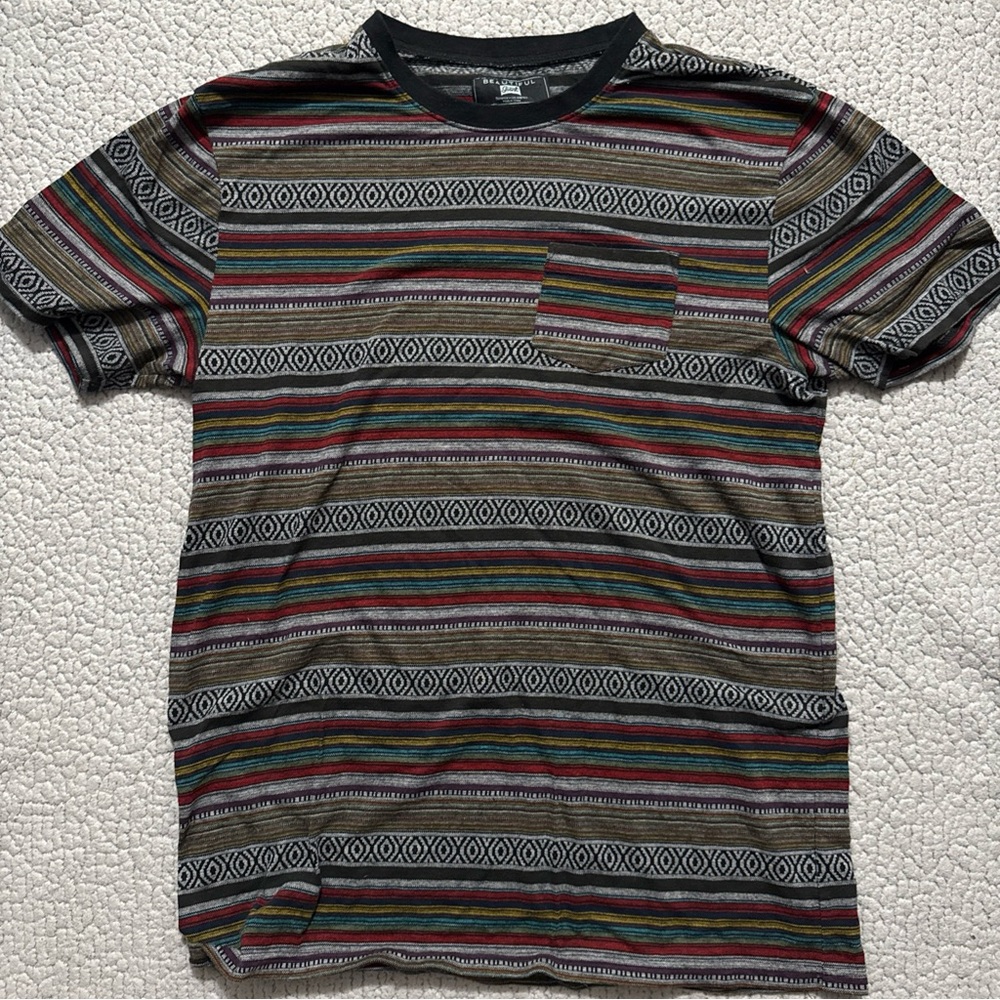 Men's Multicolor Striped Short Sleeve Tee